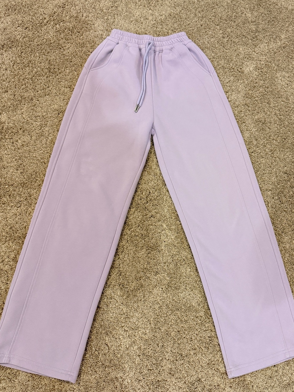 Wide-Leg Lavender Sweatpants Size L 160cm